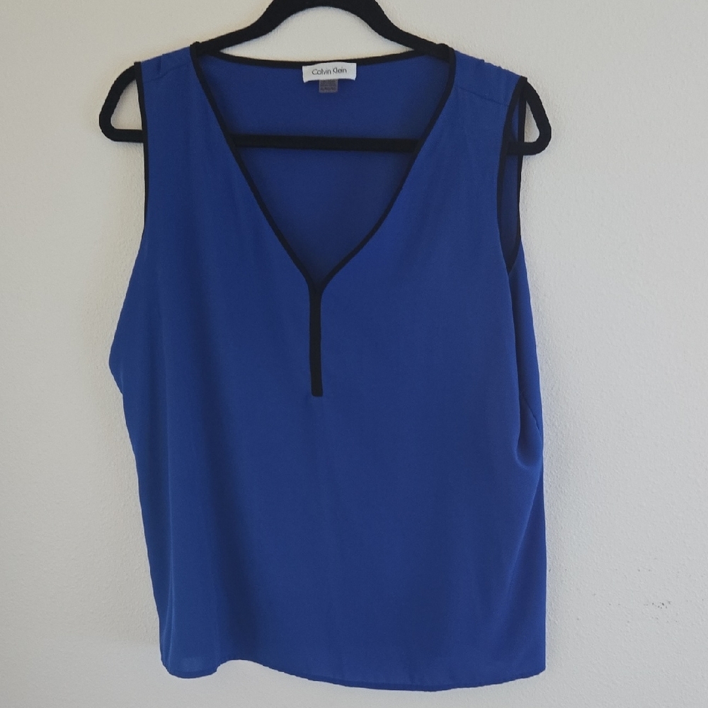 Calvin Klein Women's Royal Blue V-Neck Blouse